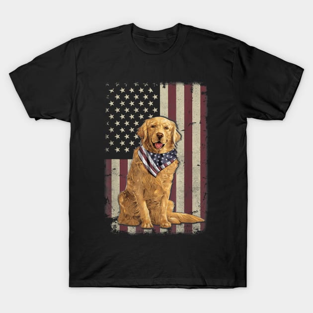 Golden Retriever American Flag Bandana 4th Of July Tshirt T-Shirt by AKSA shop